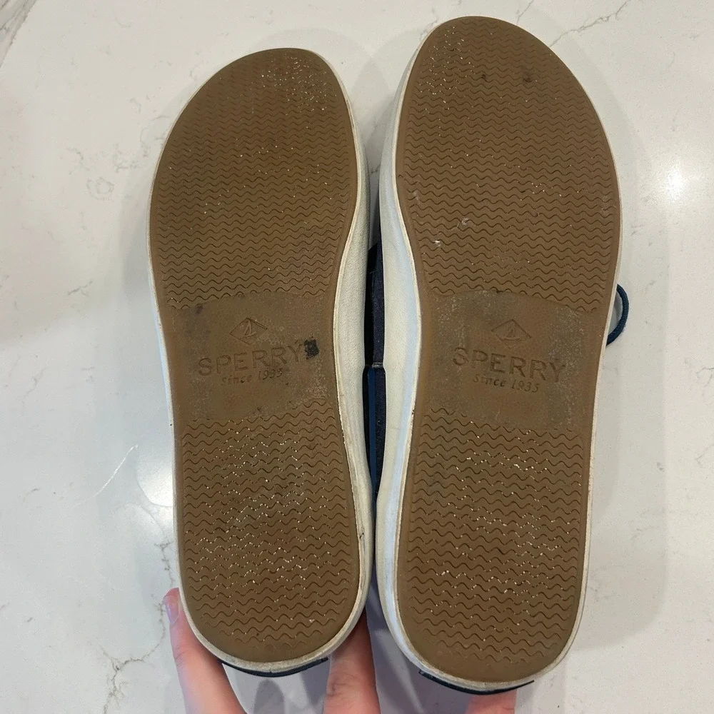 Sperry Top-Sider Boat Shoes Deck Shoes Mens Size 8 Navy Blue Canvas 2-Eye